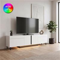 Megapap Arlen Έπιπλο Τηλεόρασης από Ξύλο με Φωτισμό LED Λευκό Μ180xΠ32xΥ50cm 0286169