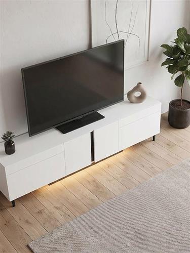 Megapap Arlen Έπιπλο Τηλεόρασης από Ξύλο με Φωτισμό LED Λευκό Μ180xΠ32xΥ50cm 0286169