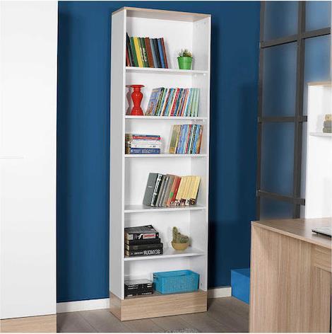 Megapap Base Βιβλιοθήκη Oak-Λευκή 60x26x197cm