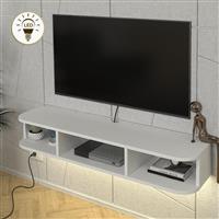 Megapap Bask Έπιπλο Τηλεόρασης από Ξύλο με Φωτισμό Λευκό Μ120xΠ29.6x19.2cm 0265922