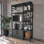 Megapap Benito Βιβλιοθήκη Μαύρο-Ανθρακί 83.6x30.2x140.7cm 0253726