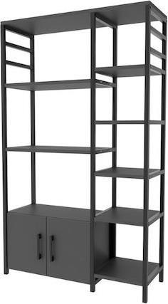 Megapap Benito Βιβλιοθήκη Μαύρο-Ανθρακί 83.6x30.2x140.7cm 0253726