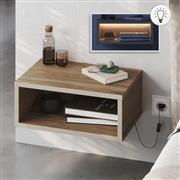 Megapap Brik Κομοδίνο Ξύλινο Καρυδί-Sandstone 45x30x18cm 0279162