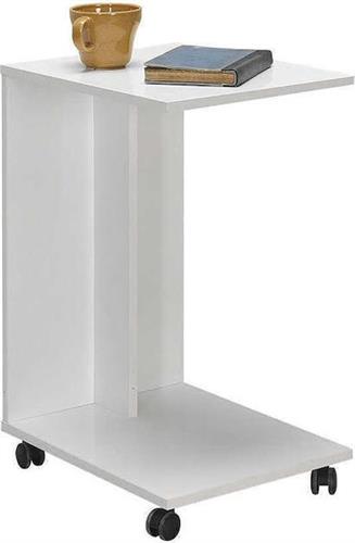 Megapap C-Shaped Ορθογώνιο Βοηθητικό Τραπεζάκι Ξύλινο με Ρόδες Λευκό 35x45x62cm