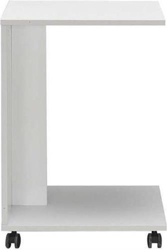 Megapap C-Shaped Ορθογώνιο Βοηθητικό Τραπεζάκι Ξύλινο με Ρόδες Λευκό 35x45x62cm