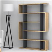 Megapap Clint Βιβλιοθήκη Ξύλινη Φυσικό-Ανθρακί 108.5x25.5x161cm