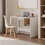 Megapap Cubo Γραφείο Ξύλινο Λευκό-Sapphire Oak με Μεταλλικά Πόδια 110x50x75cm 0261313