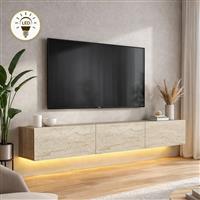 Megapap Damla Έπιπλο Τηλεόρασης από Ξύλο με Φωτισμό LED Travertine Μ180xΠ29.5xΥ29.5cm 0286218