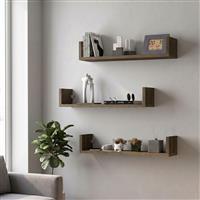 Megapap Dark Ράφια Τοίχου Καρυδί Σετ 3τμχ 60x15x12cm 0286026