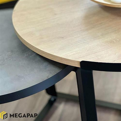 Megapap Davis Στρογγυλό Σετ Ζιγκόν Ξύλινο Sonoma-Ανθρακί 2τμχ Μ70xΠ69xΥ46cm 0128608
