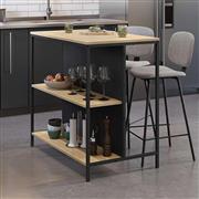 Megapap Detroit Τραπέζι Μπαρ Ξύλινο με Μεταλλικό Σκελετό Sapphire Oak-Silky Black 100x60x95cm 0249787