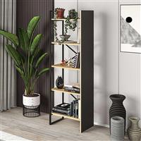 Megapap Detroit Βιβλιοθήκη Sapphire Oak-Silky Black 58x35.2x175cm 0249785