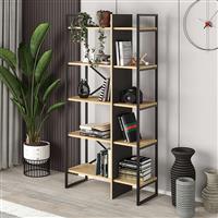 Megapap Detroit Βιβλιοθήκη Sapphire Oak-Silky Black 87.5x35.2x175cm 0249786