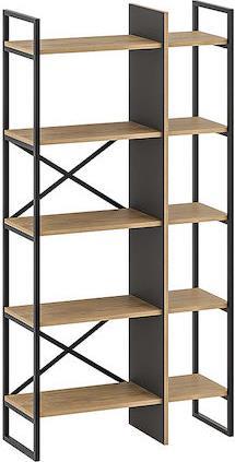 Megapap Detroit Βιβλιοθήκη Sapphire Oak-Silky Black 87.5x35.2x175cm 0249786