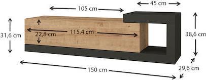 Megapap Έπιπλο Τηλεόρασης Ξύλινο Volare Μ150xΠ29.6xΥ38.6cm 0228149