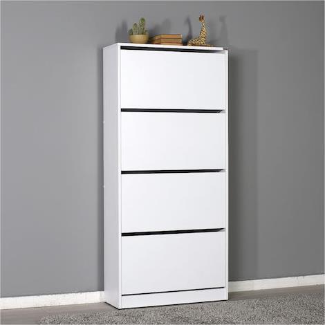 Megapap Flat Duo Ξύλινη Παπουτσοθήκη Λευκή 73x26x157cm 0080444