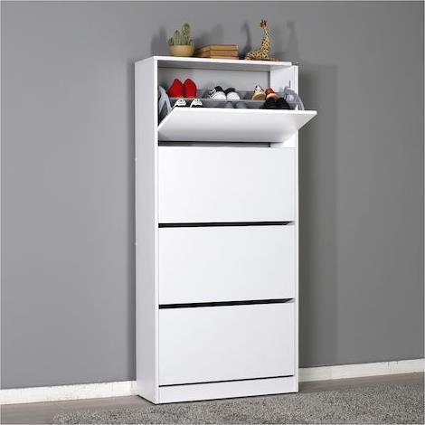 Megapap Flat Duo Ξύλινη Παπουτσοθήκη Λευκή 73x26x157cm 0080444