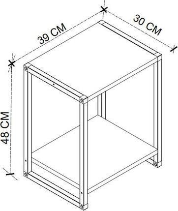 Megapap Gina Κομοδίνο Ξύλινο με Μεταλλικά Πόδια Ανθρακί 39x30x48cm 0267129
