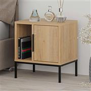 Megapap Glynn Κομοδίνο Ξύλινο με Μεταλλικά Πόδια Μπεζ 45x35x50cm 0249794