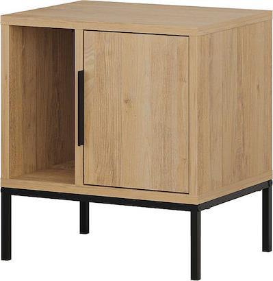 Megapap Glynn Κομοδίνο Ξύλινο με Μεταλλικά Πόδια Μπεζ 45x35x50cm 0249794