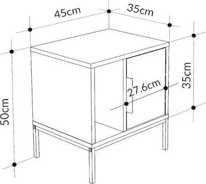 Megapap Glynn Κομοδίνο Ξύλινο με Μεταλλικά Πόδια Μπεζ 45x35x50cm 0249794