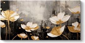 Megapap Gold Flowers Πίνακας σε Καμβά 80x40cm 0257815