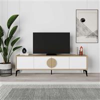 Megapap Gora Έπιπλο Τηλεόρασης από Μέταλλο & Ξύλο Sapphire Oak-Λευκό Μ180xΠ35.6xΥ51cm 0261311