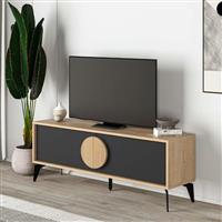 Megapap Gora Έπιπλο Τηλεόρασης από Μέταλλο & Ξύλο Sapphire Oak-Silky Black Μ140xΠ35.6xΥ51cm 0261308