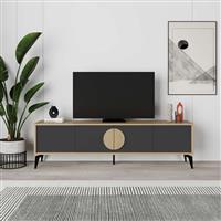 Megapap Gora Έπιπλο Τηλεόρασης από Μέταλλο & Ξύλο Sapphire Oak-Silky Black Μ180xΠ35.6xΥ51cm 0261310
