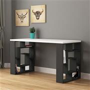 Megapap Γραφείο με Βιβλιοθήκη Labirent Ξύλινο Ανθρακί-Λευκό 140x60x75cm 0214194