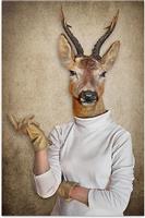 Megapap Καμβάς Woman With Deer Head Ψηφιακής Εκτύπωσης 50x75x3cm