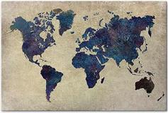 Megapap Καμβάς World Map Ψηφιακής Εκτύπωσης 75x50x3cm