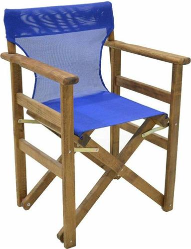 Megapap Καρέκλα Σκηνοθέτη Ξύλινη Klara Καρυδί Εμποτισμού/Μπλε 61x51x86cm 0095083
