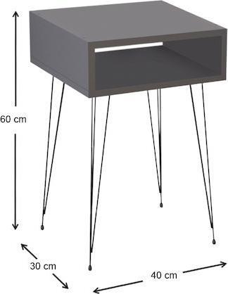 Megapap Κομοδίνο Scott Ξύλινο Γκρι 40x30x60cm 0226165