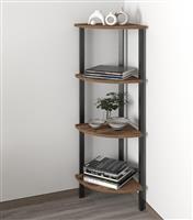 Megapap Lela Γωνιακή Βιβλιοθήκη Μαύρο-Καπνιστή Καρυδιά 34x34x125cm 0261823