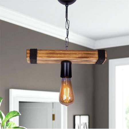 Megapap Mako Vintage Κρεμαστό Φωτιστικό Μονόφωτο με Σχοινί και Ντουί E27 Καφέ 0207353