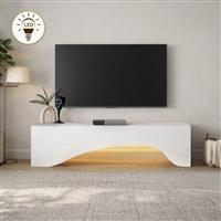 Megapap Mara Έπιπλο Τηλεόρασης από Ξύλο με Φωτισμό LED Λευκό Μ150xΠ31.4xΥ40cm 0286230