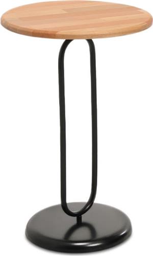 Megapap Marion Στρογγυλό Βοηθητικό Τραπεζάκι από Μασίφ Ξύλο Οξιάς Φυσικό-Μαύρο 40x40x60cm
