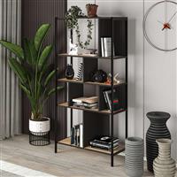 Megapap Midi Βιβλιοθήκη Sapphire Oak-Silky Black 88x35x175cm 0249784