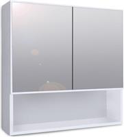 Megapap Minore Τετράγωνος Καθρέπτης Μπάνιου από Μοριοσανίδα με Ράφι & Ντουλάπι 70x70cm Λευκός 0213513