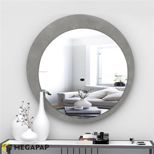 Megapap Moon Καθρέπτης Τοίχου με Γκρι Ξύλινο Πλαίσιο Διαμέτρου 88cm 0123168