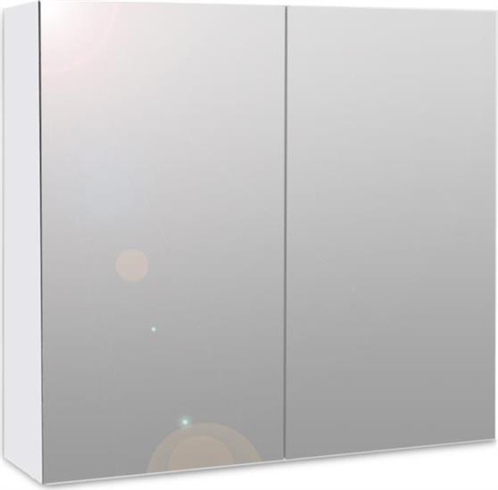 Megapap Nisa Τετράγωνος Καθρέπτης Μπάνιου από Μοριοσανίδα με Ράφι & Ντουλάπι 60x60cm Λευκός 0213510