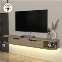 Megapap Noland Έπιπλο Τηλεόρασης από Ξύλο με Φωτισμό LED Rota Oak Μ150xΠ35xΥ19.2cm 0265923