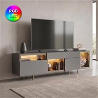 Megapap Norm Έπιπλο Τηλεόρασης από Ξύλο με Φωτισμό LED Ανθρακί Μ180xΠ32xΥ55cm 0286170