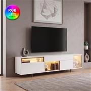 Megapap Norm Έπιπλο Τηλεόρασης από Ξύλο με Φωτισμό LED Λευκό Μ180xΠ32xΥ55cm 0286172