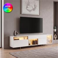 Megapap Norm Έπιπλο Τηλεόρασης από Ξύλο με Φωτισμό LED Λευκό Μ180xΠ32xΥ55cm 0286172