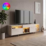 Megapap Norm Έπιπλο Τηλεόρασης από Ξύλο με Φωτισμό LED Travertine Μ180xΠ32xΥ55cm 0286171