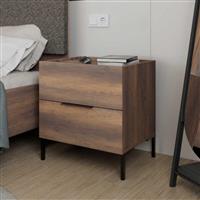 Megapap Oryana Κομοδίνο Ξύλινο Καφέ 55x44x59cm 0258270