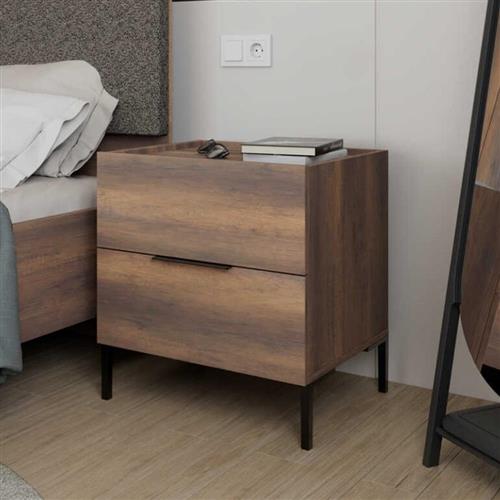 Megapap Oryana Κομοδίνο Ξύλινο Καφέ 55x44x59cm 0258270