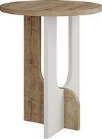 Megapap Paladin Στρογγυλό Βοηθητικό Τραπεζάκι Ξύλινο Φυσικό-Λευκό Μ40xΠ40xΥ47cm